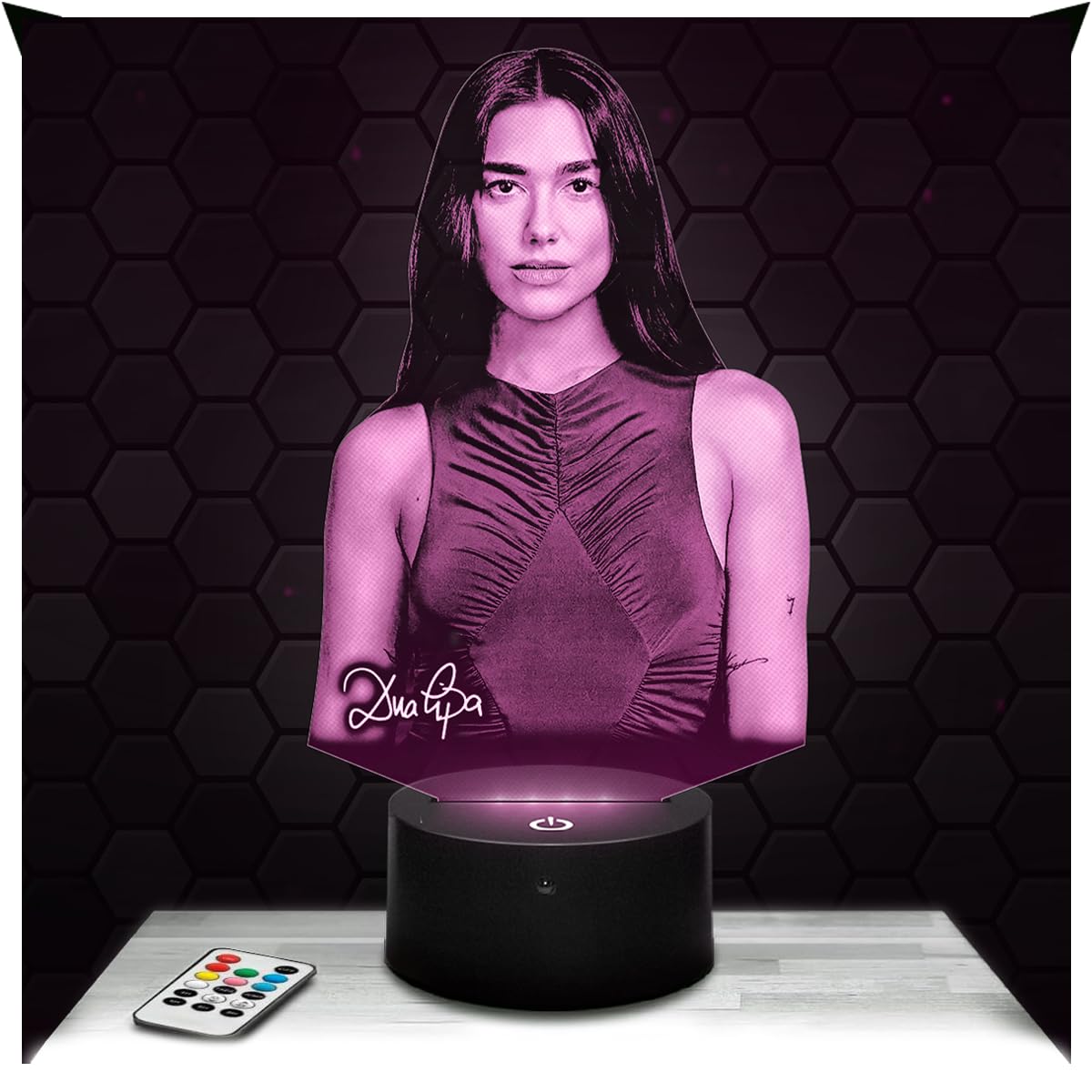 Lampephoto.fr - Dua Lipa 3D Lamp, Night Light 3D LED Illusion Lamp, British Singer, Gift idea for Boys and Girls, Night Light for Children's or Adult's Bedroom, Gifts Merchandising