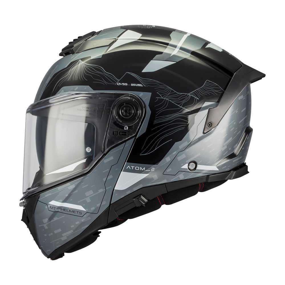 MT Helmets Atom 2 SV, Casco moto Modular Flip-Up, Visor Solar Retráctil, Interior Lavable, Preparado Intercomunicador UCS, Bloqueo frontal, Visor con posición Ventilación, Homologado ECE 22.06 & DOT