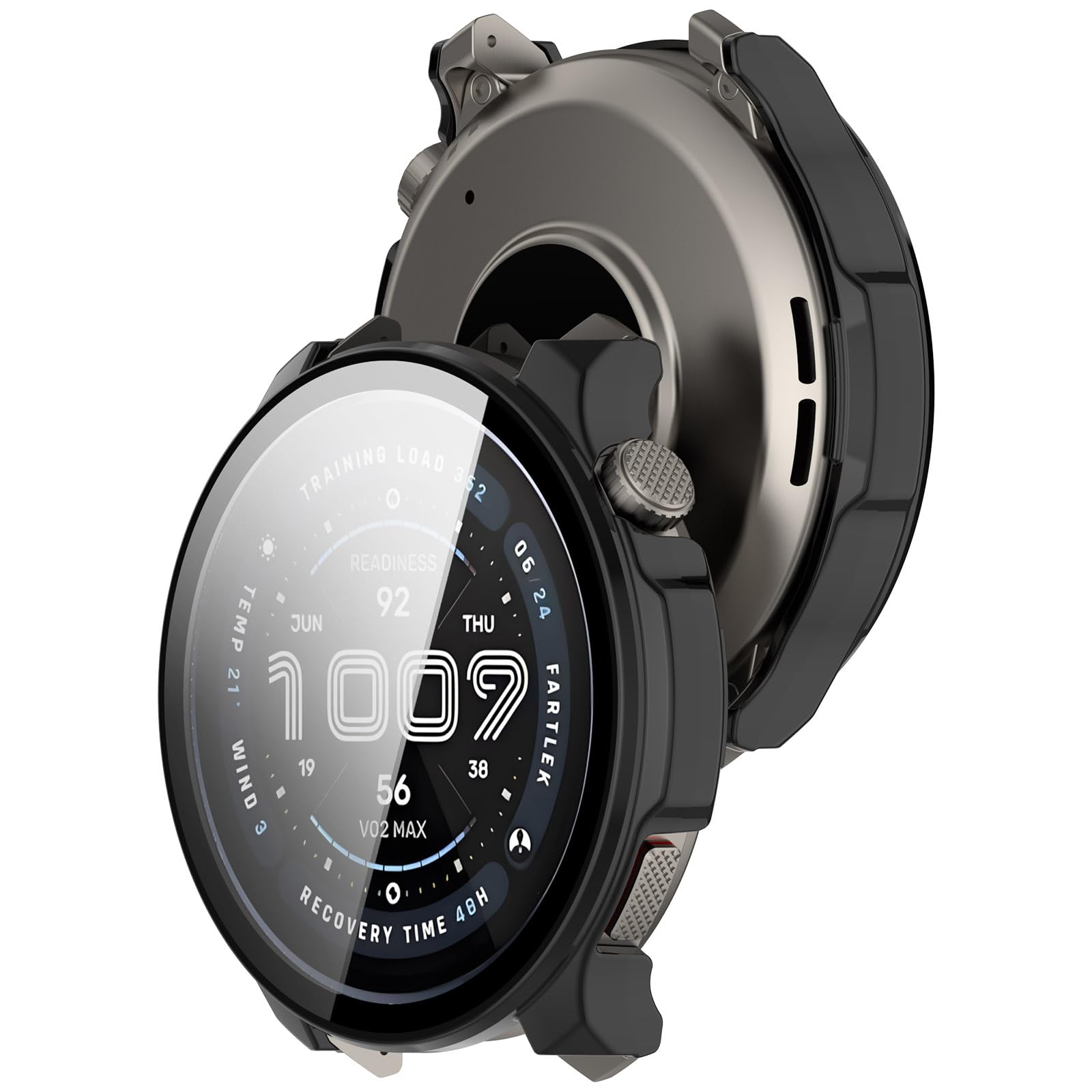 Funda Compatible con Amazfit Balance 2 Case con Película Protectora, Silicona Carcasa Protectora de Cover para Reloj Inteligente para Amazfit Balance 2 Smartwatch Accesorios (2 Piezas Negro)