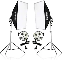 Kit Softbox Iluminação Contínua 2x 50x70cm com Tripés 2m e Soquete Quadruplo – Estúdio Fotografia, Vídeo, YouTube, Lives e Maquiagem
