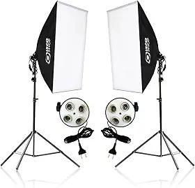 Kit Softbox Iluminação Contínua 2x 50x70cm com Tripés 2m e Soquete Quadruplo – Estúdio Fotografia, Vídeo, YouTube, Lives e Maquiagem