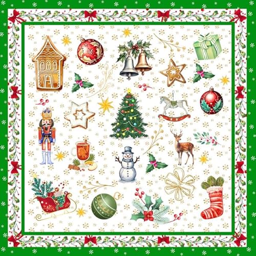 Lot de 20 serviettes de table de Noël - Idéales comme décoration de table - Idéales pour le découpage et la technique du découpage - 33 x 33 cm - Vert