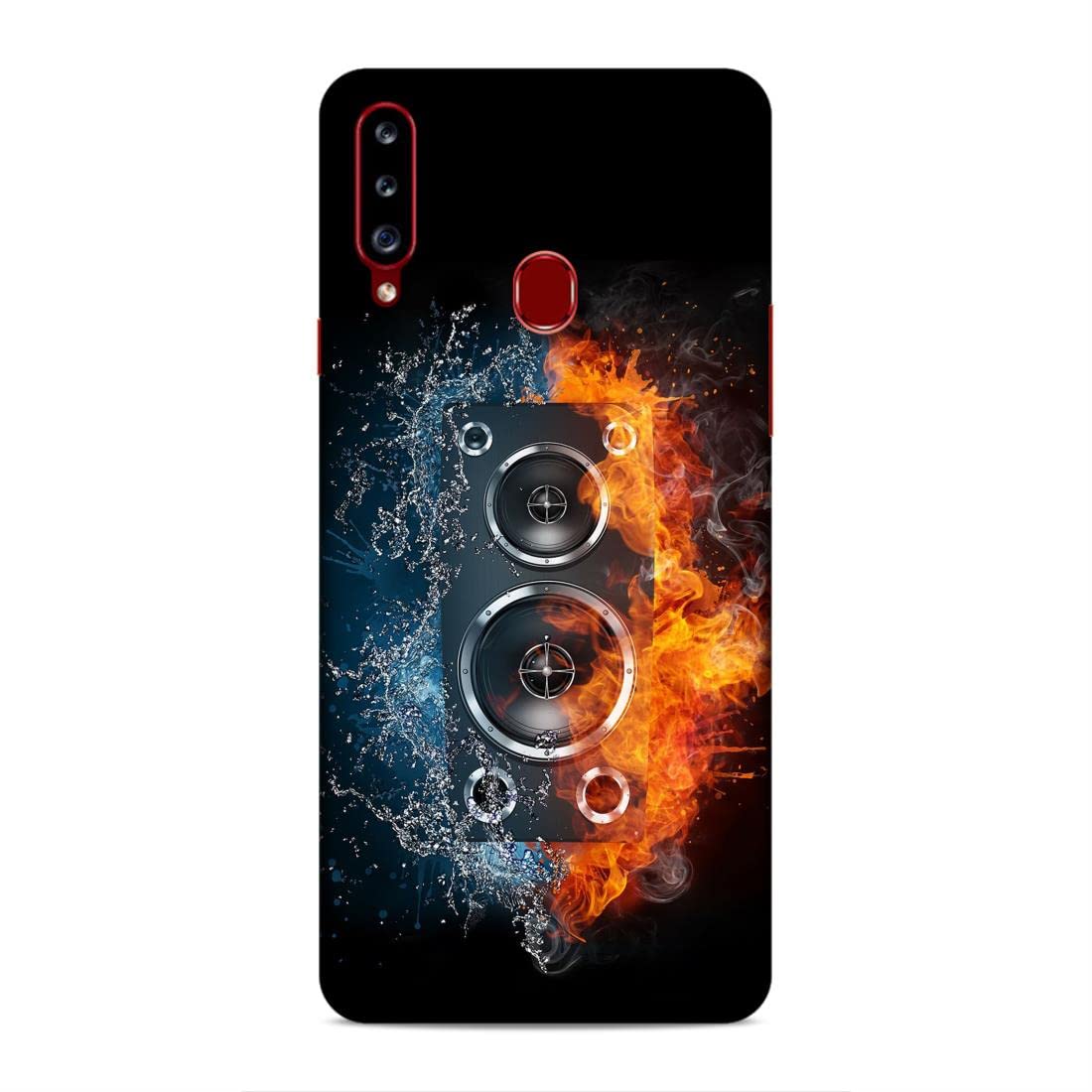 ragy Designer Colorful Printed Mobile Hard Back Case & Cover for Samsung Galaxy A20s Music Love, DJ, Speaker, Fire, Ice -683