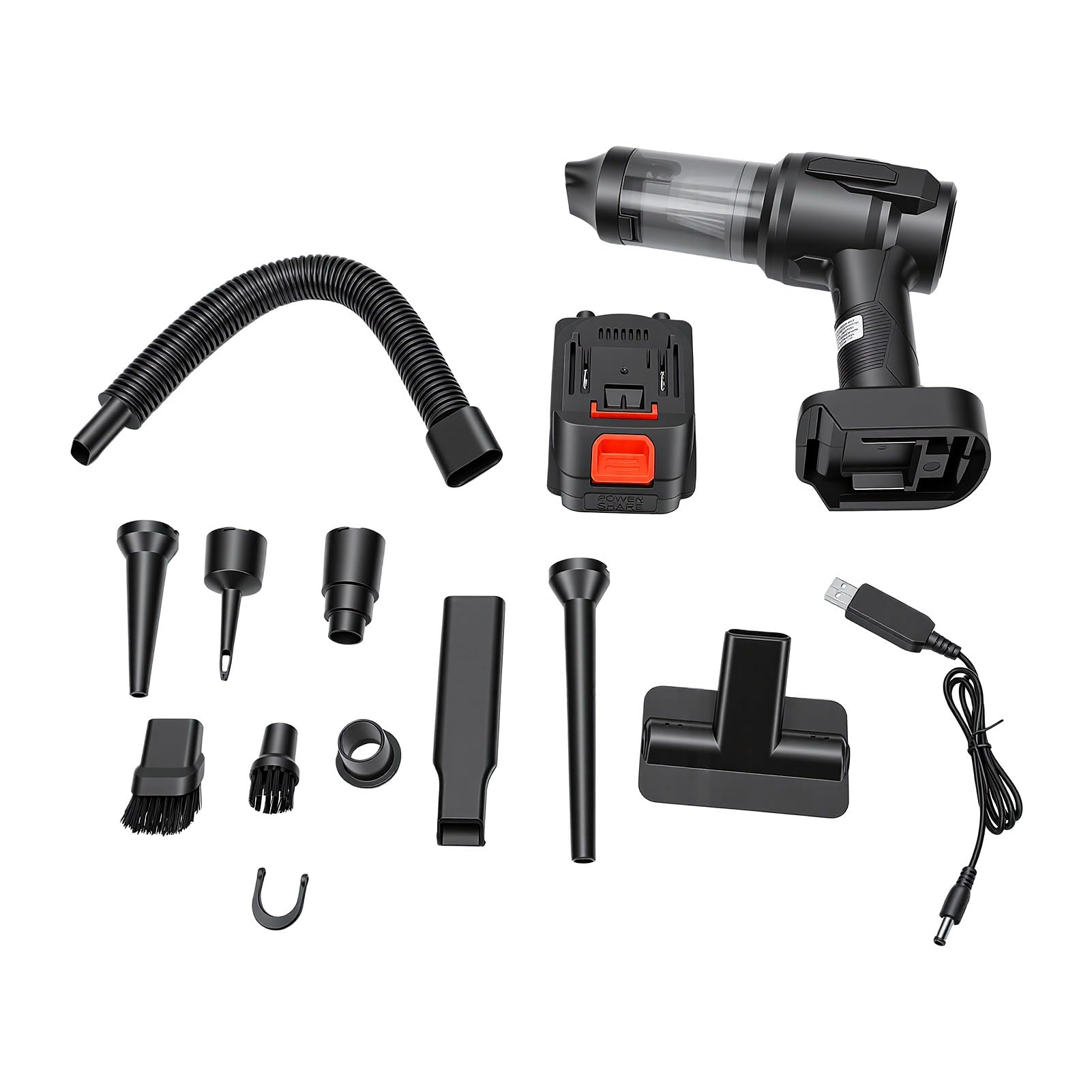 Brrnoo Auto Staubsauger 2 in 1 Akku 20KPa Saugkraft 120W Motor für