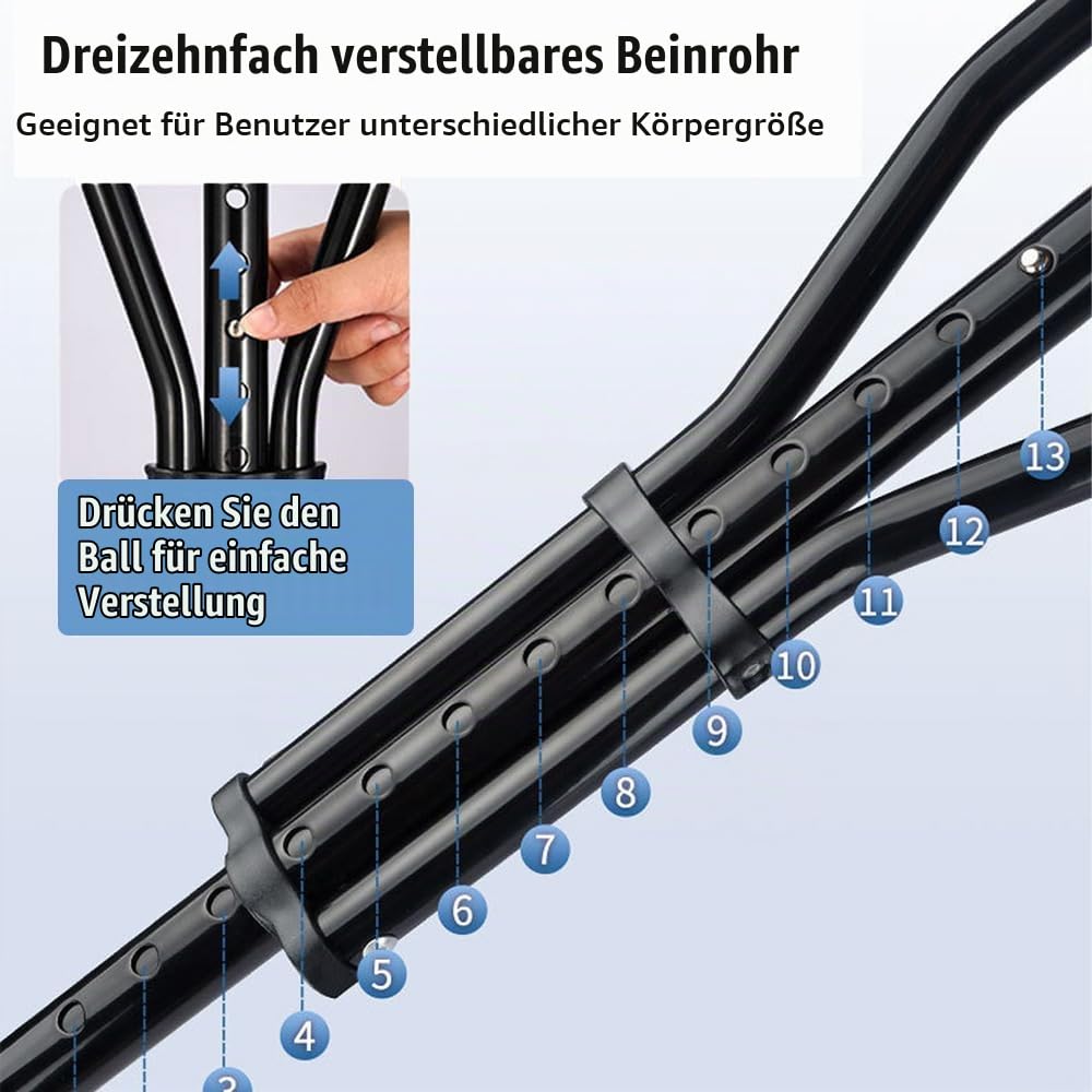 NEWFUN Achselkrücken, Krücken, Unterarmgehstützen, Höhenverstellbar, Unterarmstützen, 150 KG Belastbar, Aluminiumgehstützen Mit Weichen Unterarm- und Handauflagen, Grau, 1 Paar