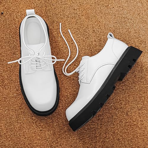 Men's Leather Platform Derby Oxfords Casual Round Toe Lace-Up Soft Bottom Dress Shoes for Work Office Business3