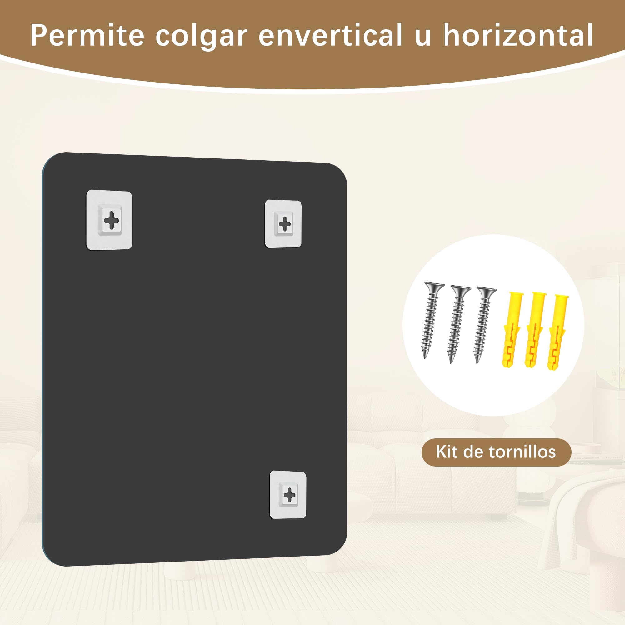 KOCUUY Espejo de baño Rectangular sin Marco, Espejo de Pared de 60 x 80 cm, Espejo con Cristal irrompible, reflexión HD, Esquinas Redondeadas, Adecuado para baños, dormitorios o vestidores.