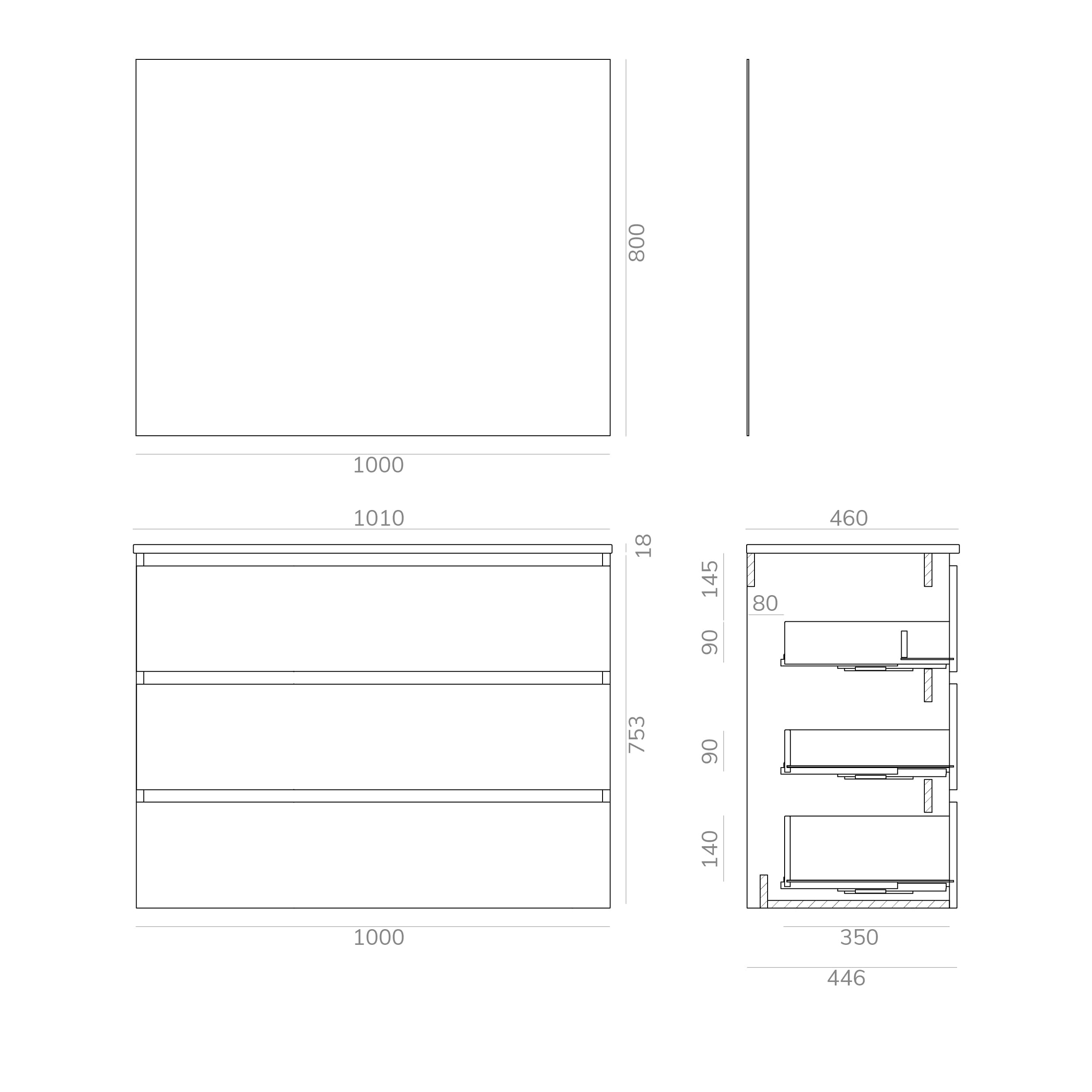Baikal | Conjunto Completo de Mueble de Baño Suspendido a la Pared con Lavabo Cerámico y Espejo | Tres Cajones, Cierre Amortiguado, Melamina 16mm | Mueble MONTADO | Blanco Mate | 100cm