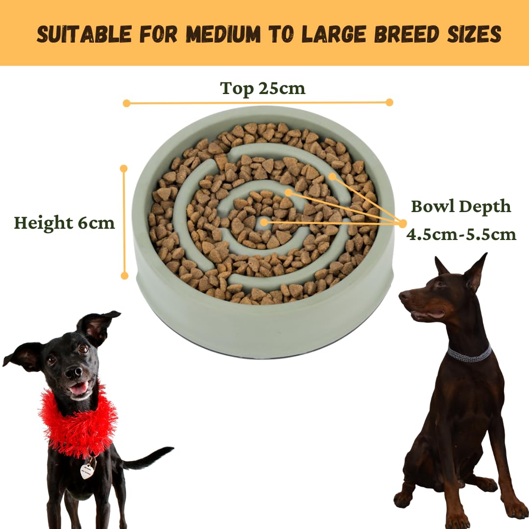 WHIPPY Slow Feeder Dog Bowl – 3-Cup Capacity, Maze Design For Medium & Large Dogs, Non-Slip, White