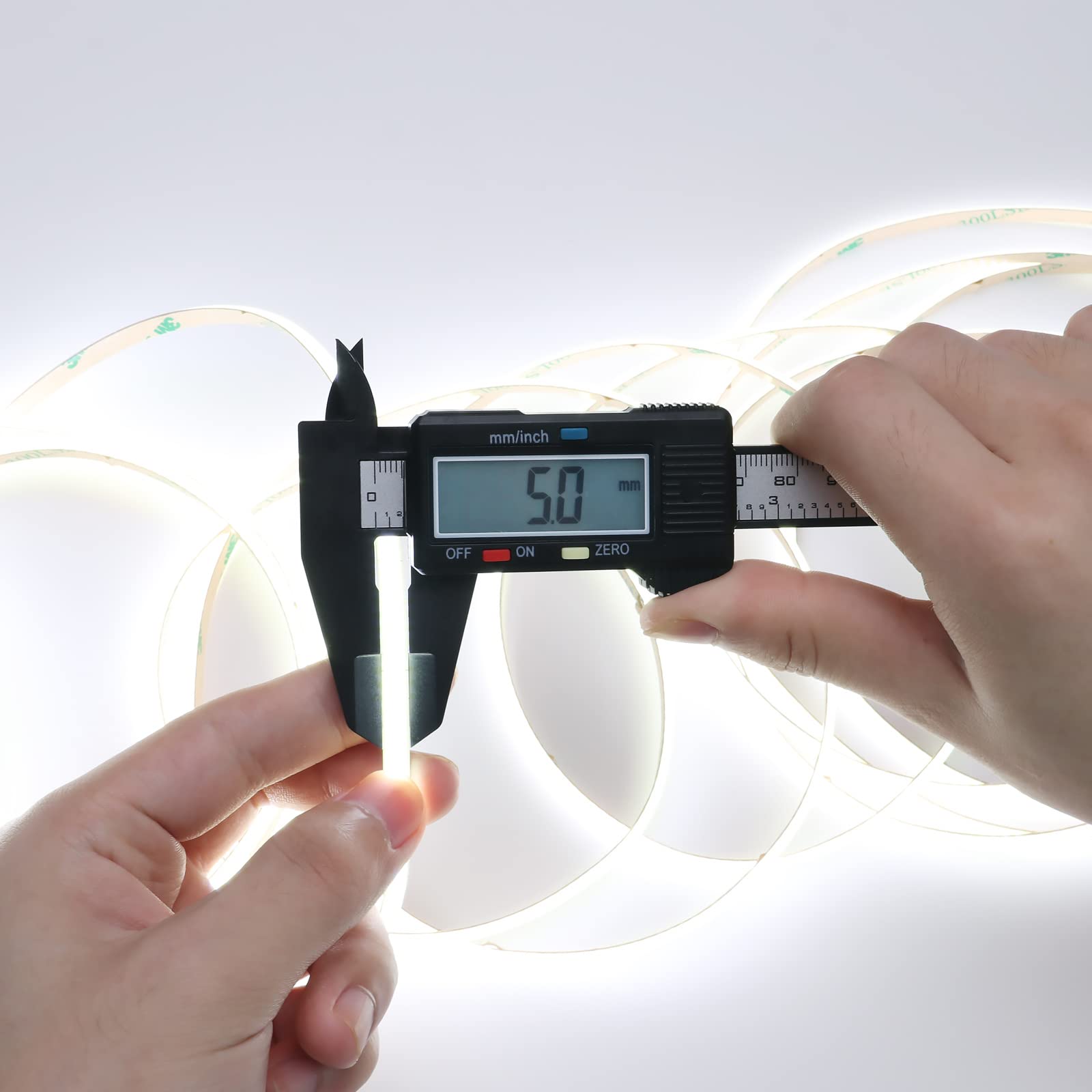 TOPAI 5V COB LED Strip Narrow 5mm Width Cool White 6000K CRI 90+ Dotless 16.4ft 400LEDs/M High Density Cuttable Flexible LED Tape Light for Cabinet Home DIY Lighting Projects