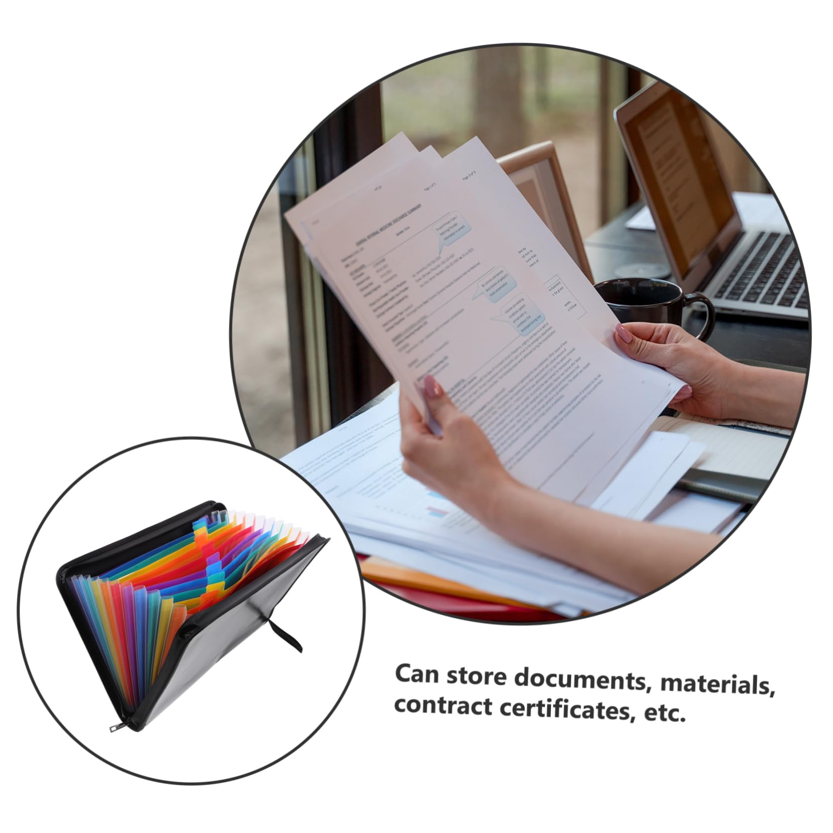 Hemobllo Portadocumenti Espandibile con Scomparti Colorati e Chiusura Zip Organizer Leggero e Resistente per Fatture Ricevute e Contratti per Ufficio e Casa