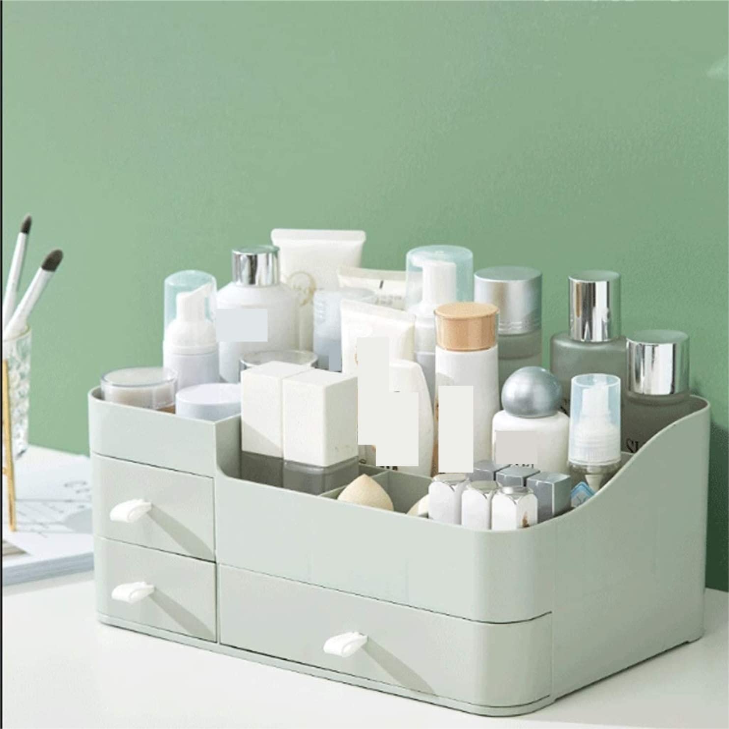 Organizador Cosméticos Organizador de Maquillaje Caja De Almacenamiento De Cosméticos De Plástico Tocador De Escritorio Soporte Cosmético Multifunción Estante de Maquillajes Estuche de Cosméticos ( Co