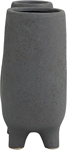 Miniatura 7 de Deco 79 Florero abstracto en forma de U de cerámica con patas pequeñas, 9 x 4 x 8 pulgadas, gris oscuro