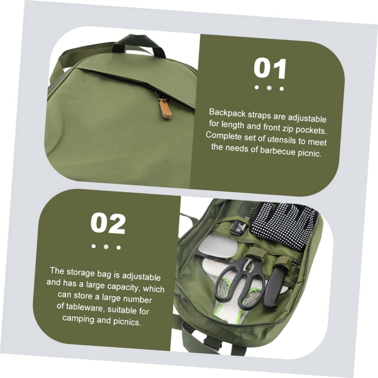 Portable Camping Cookware and Tableware Set Storage Bag for Outdoor Activities