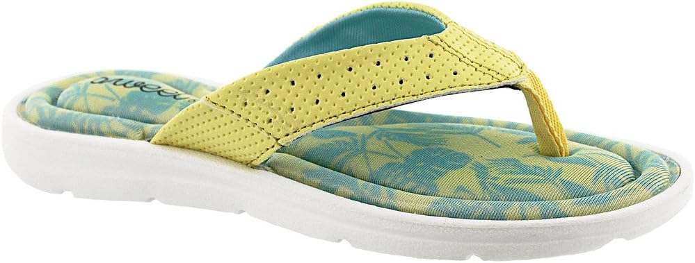 Ladies Comfortable Memory Foam Sandals with Cute Insole Print, NEON, Size 6 US
