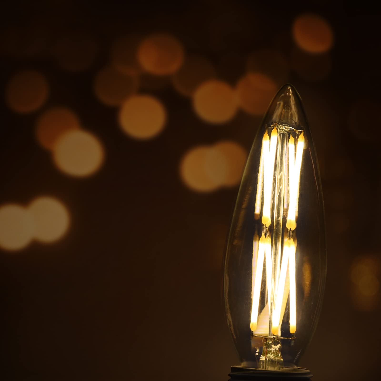 CREATE BRIGHT E12 Dimmable Light Bulbs 8W Candelabra Led Bulbs 100 Watt Equivalent 2700K Warm White Clear C35 Filament Vintage Candle Bulb,6-Pack