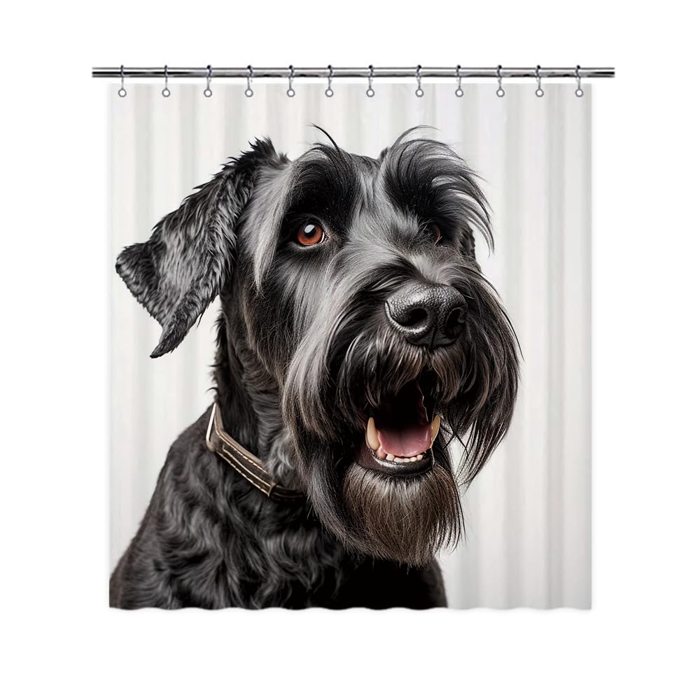 Ganshan Bi Bonita Cortina De Ducha En Miniatura De Schnauzer Para Perro, Pintura Colorida, Con Estampado De Animales, Cortinas De Baño Para Baño, Decoración Del Hogar Con 12 Ganchos, 72 X