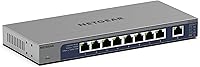 NETGEAR GS108MX 8-Port Gigabit Unmanaged Switch with 10G Multi-Gig Uplink - Fanless, Plug-and-Play, Desktop/Wall Mount