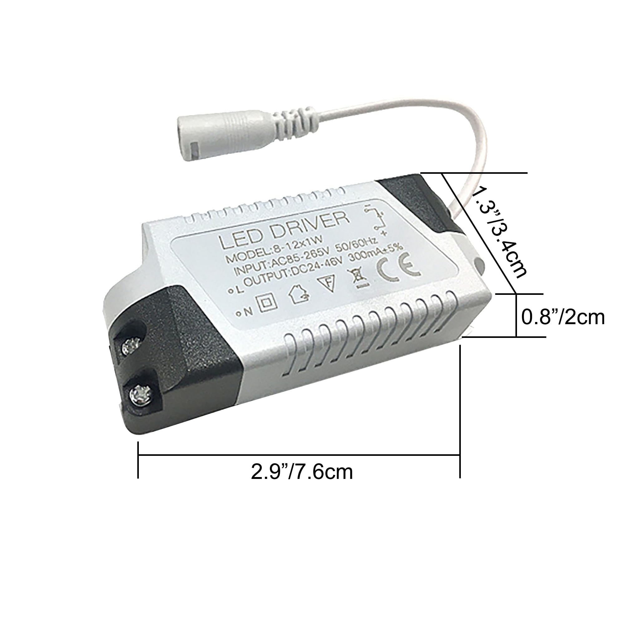 Trasformatore LED 8 – 12 W, trasformatore LED da 230 V a 24 – 46 VDC, alimentatore di rete per strisce luminose LED, faretti LED, confezione da 6