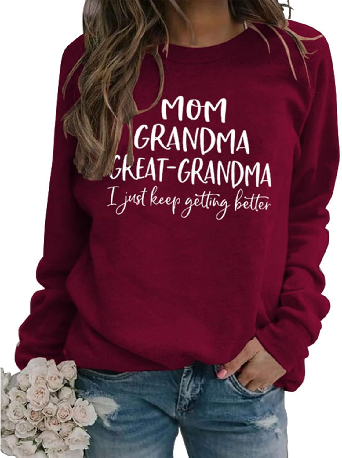 Womens Great Grandma Sweatshirt Fleece Lined Crewneck Long Sleeve Gigi Gift Inspirational Saying Tops