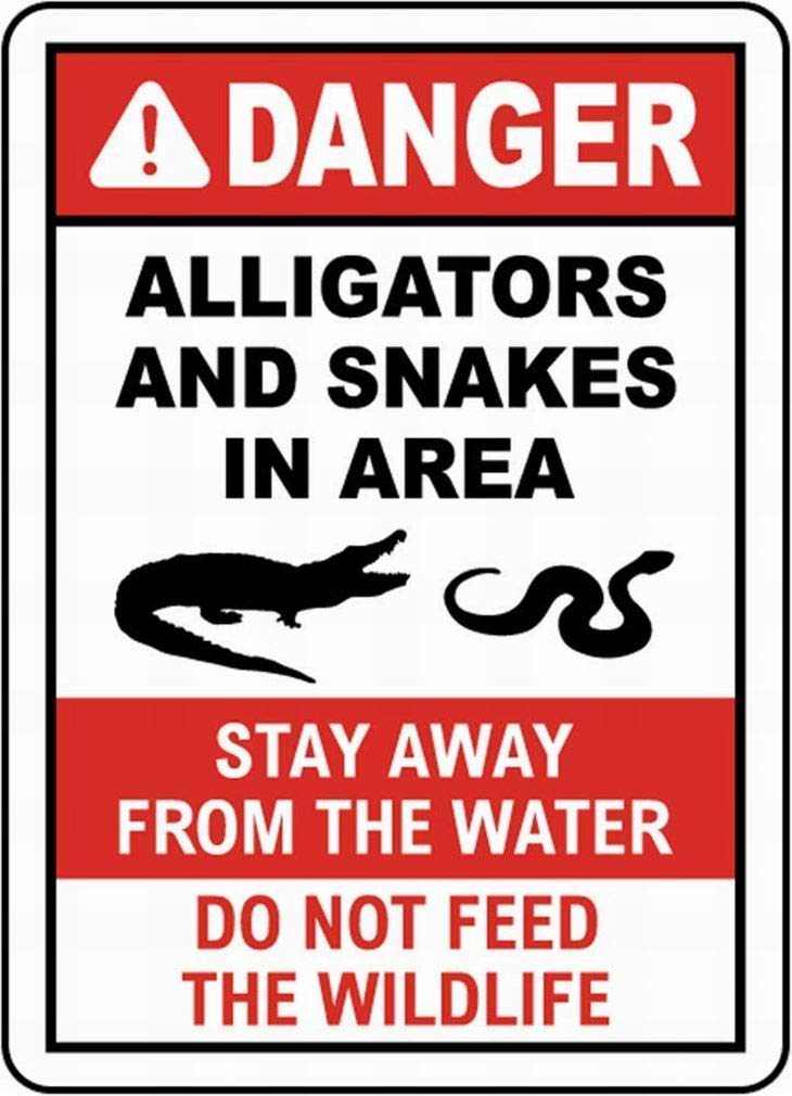 Vintage Metal Tin Sign Warning 8x12 Alligators And Snakes In Area Custom Private Property Signs Outdoor