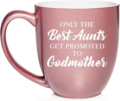 Taza de té de cerámica The Best Aunts Get Promoted To Godmother para ella, hermana, mujer, tía, familia, amiga, lindo, anuncio de embarazo, día de