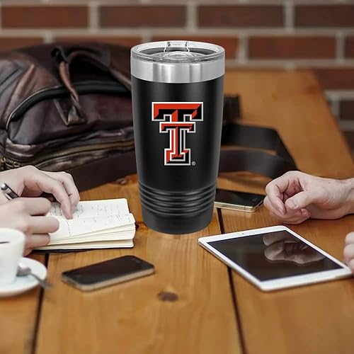 Miniatura 5 de Game Day Outfitters Texas Tech - Vaso de viaje negro de 20 onzas, vaso de acero inoxidable de doble pared con tapa acrílica, rojo Raiders para