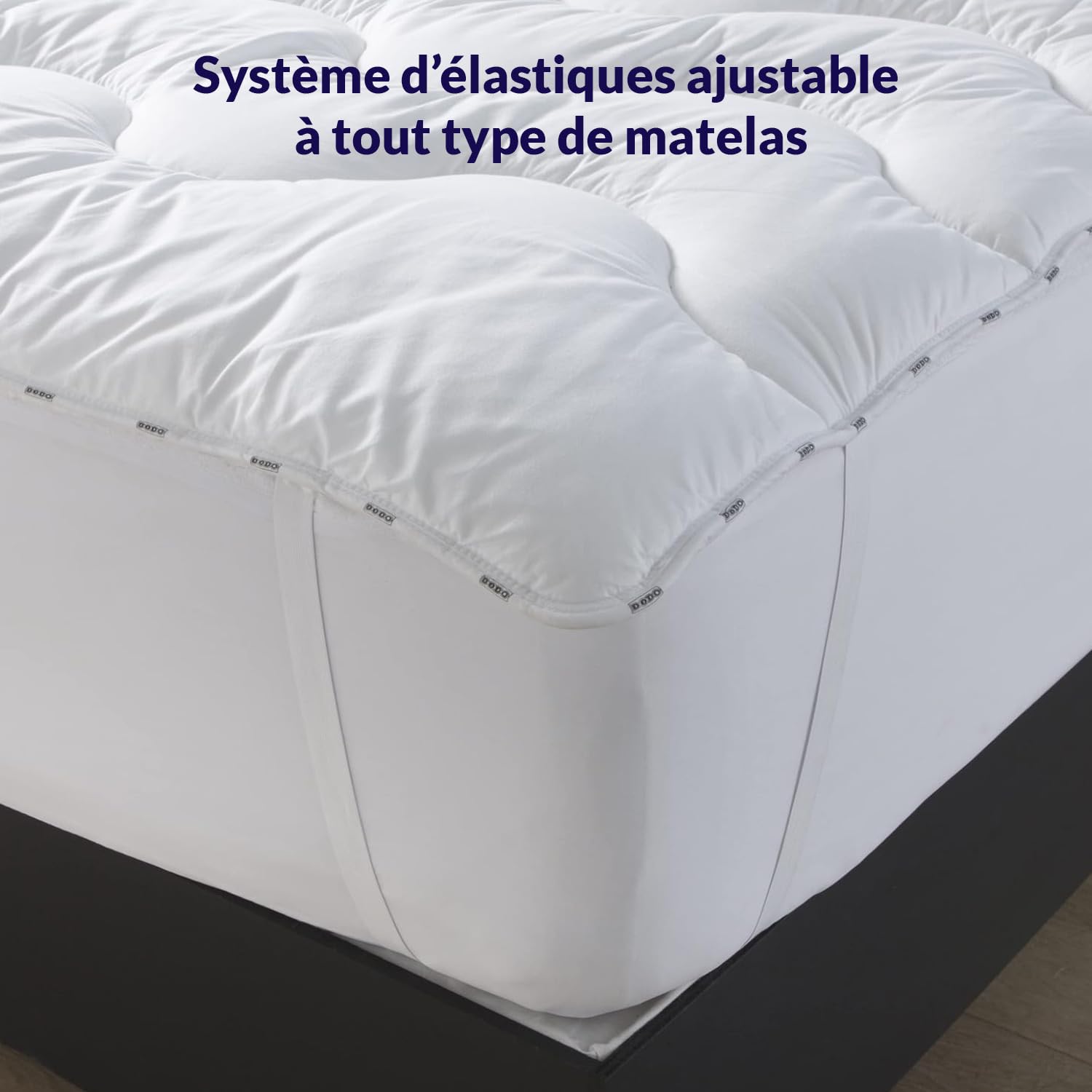 DODO - Surmatelas Ultra Confort 160x200 cm - pour Lit 2 Personnes - Micro-Respirant, Moelleux - Garnissage 100% Polyester Thermolite Reflex - 65% Polyester, 35% Coton - Lavable à 40°C