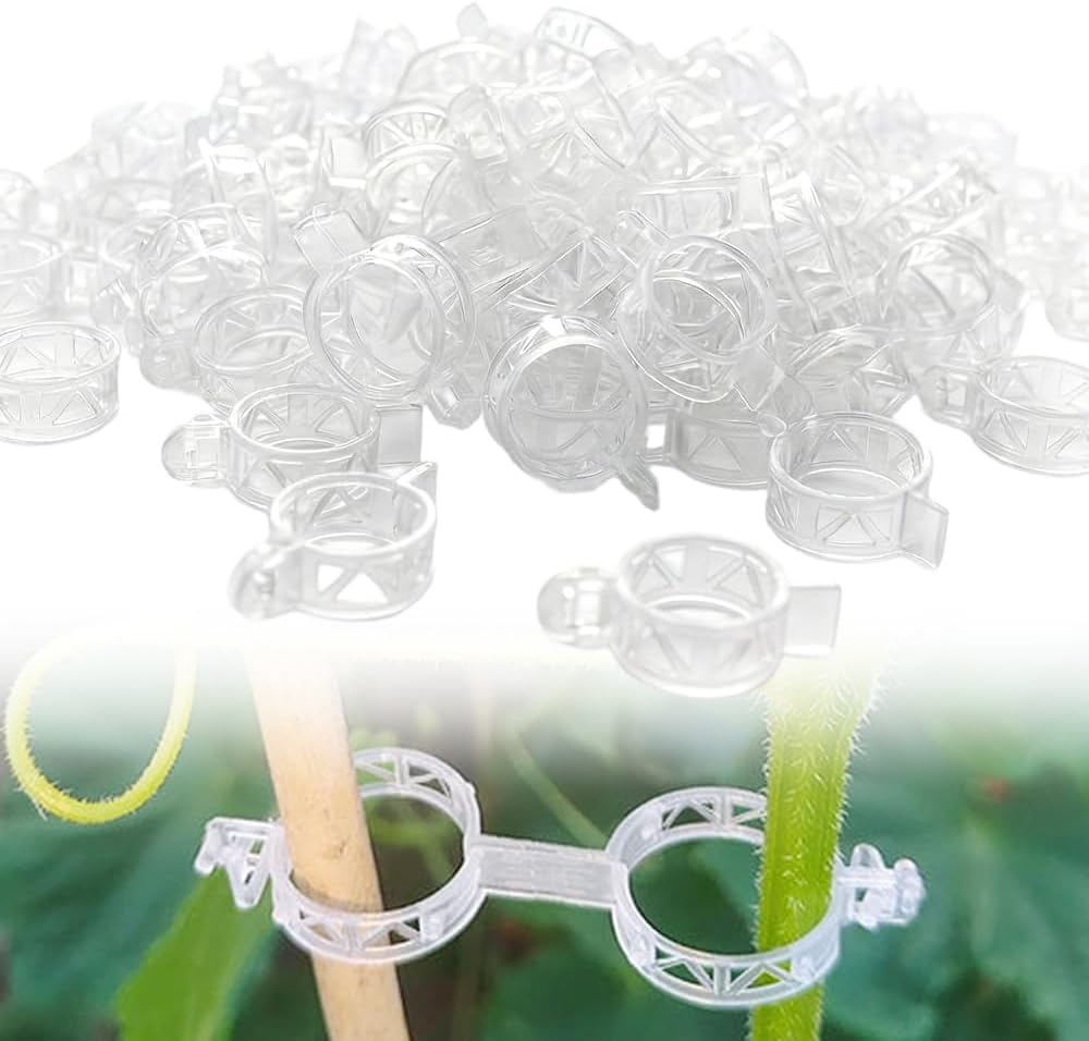 Plant Support Clips, 100/200/300PC Secured Plastic Plant Clip, Garden Clips for Climbing Plants, Plastic Trellis Clips Plant Support Clips Tomato Grape Vine Vegetables Plant Fixing Clips (200PC)