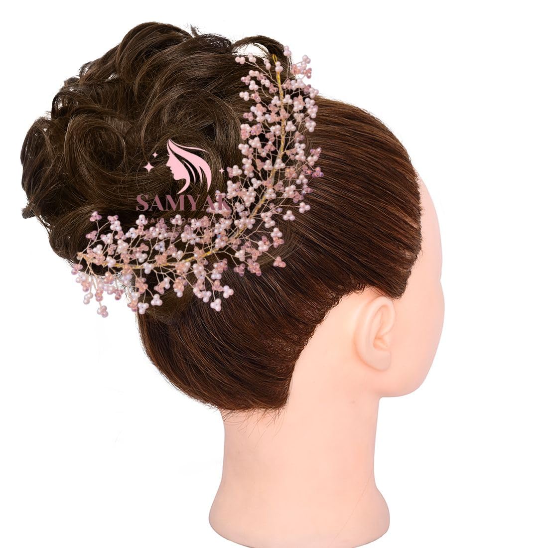 Samyak Pearl & Crystal Wedding Bridal Beautiful Designer Hair Vine Accessories/Veni/Tiara/Hair Pin/Juda Pin For Women & Girls,1a Pink (B0B2MWVPDC) Amazon Price History, Amazon Price Tracker