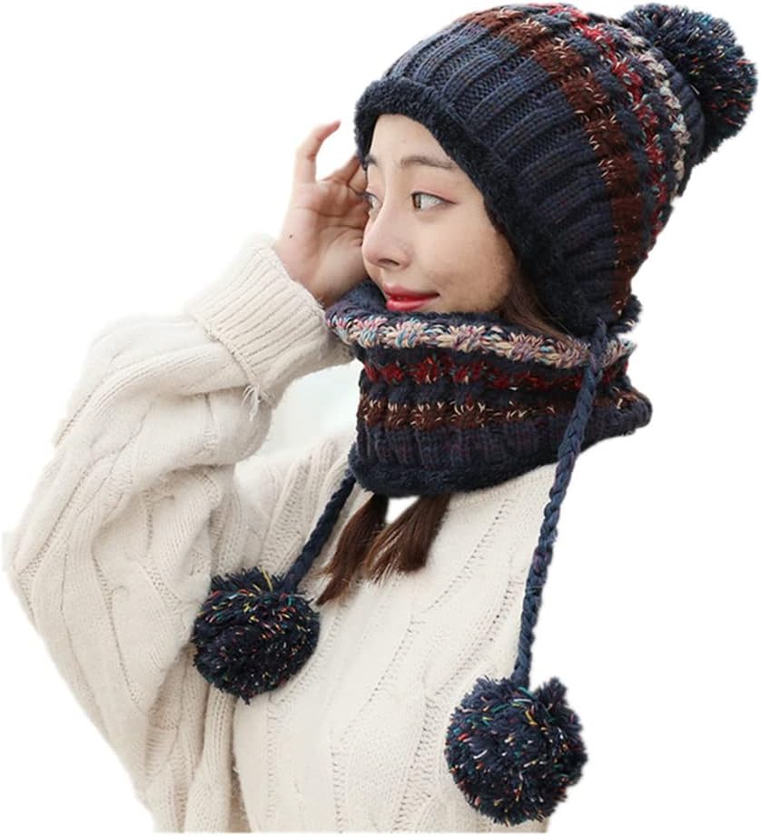 Circle Scarf Set Hat and Scarf Set for Women Girls Winter Warm Scarf Hat Outdoor Ski Cycle