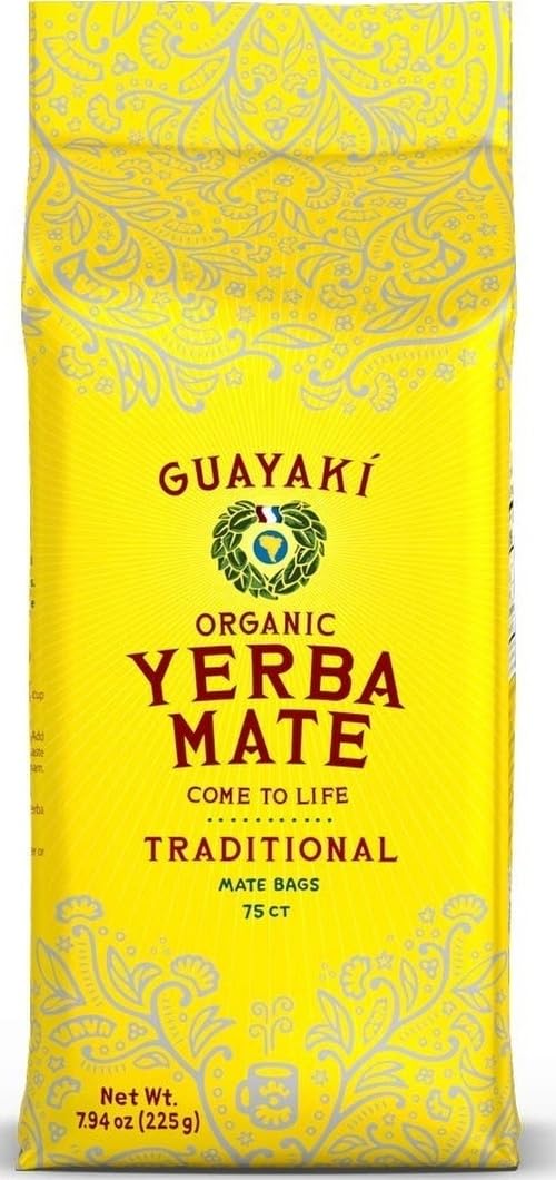 Guayakí Yerba Mate, Organic Traditional Unsweetened Single Serve Tea Bags, 75 Tea Bags, 40mg Natural Caffeine, Smooth Energy & Focus