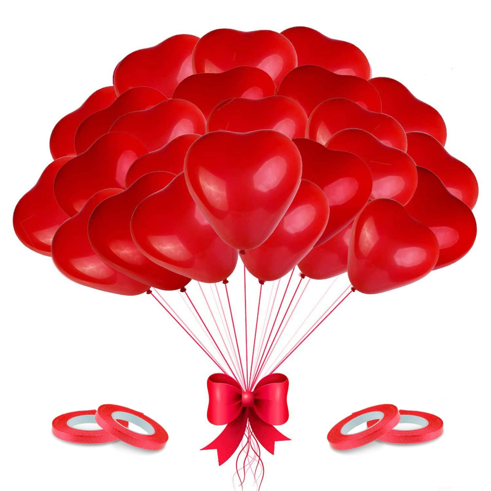 Globos Corazon, 100 Piezas Globos Boda, Globos Corazon Rojo Helio, Globo Corazon Blanco,Globos de Fiesta para Boda, Cumpleaños, Baby Shower,de Ceremonia Decoracion (rojo)