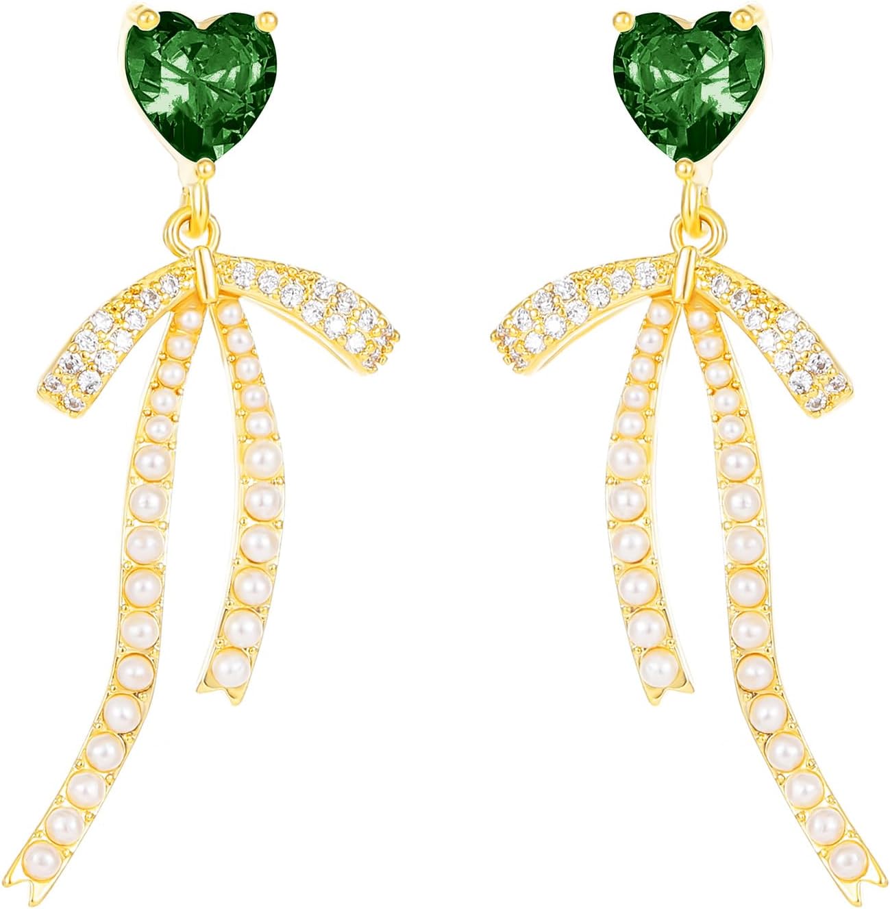 14K Gold Plated Cubic Zirconia Dangle Earrings for Women Jewelry
