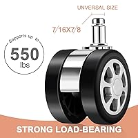 Vista 6 de Ruedas giratorias de repuesto para silla de oficina, se adaptan a la mayoría de marcas, ruedas para silla de escritorio (juego de 5)