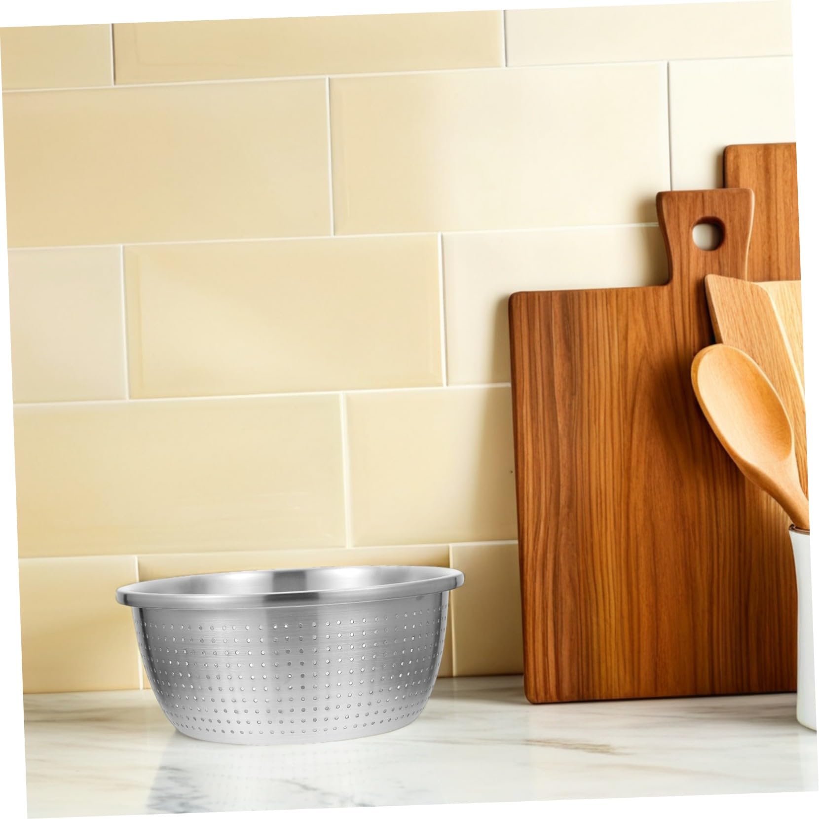 Colador de Acero Inoxidable con Malla Fina Cuenco Perforado para Lavar Escurridor Apilable para Cocina Capacidad Grande y Superficie Pulida para Alimentos