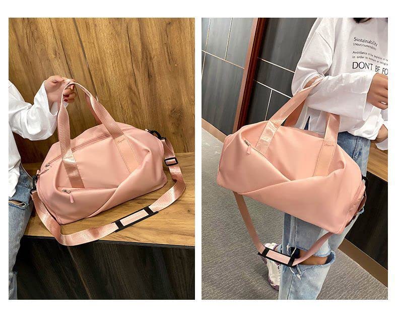 Sport Gym Dance Swim Duffle Bag for Women Girls Weekender Overnight Duffel Bag with Shoe Compartment Wet Pocket (APink)