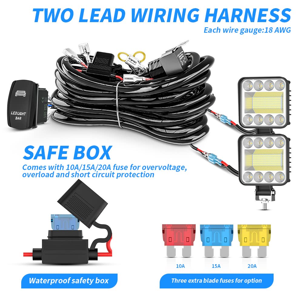 led light bar wiring harness kit 16awg lead 12v fuse relay - Mauritius led light bar wiring harness kit 16awg lead 12v fuse relay - Mauritius