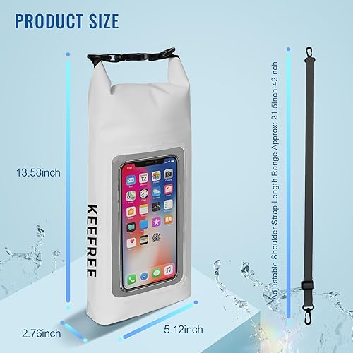 Miniatura 4 de Bolsa seca impermeable, mochila enrollable impermeable para viajes, kayak, rafting, camping, surf, barco, senderismo, playa y pesca (2 L, blanco y