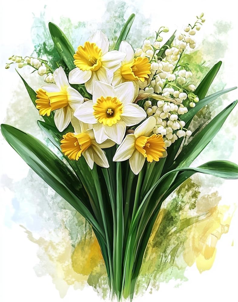 NAHUIGOOD Cross Stitch Kits 11 Count Stamped,Colorful Printed Easy Pattern Needlepoint Kits Embroidery Crafts for Adults Beginners Gift，Daffodils11Ct50X70Cm