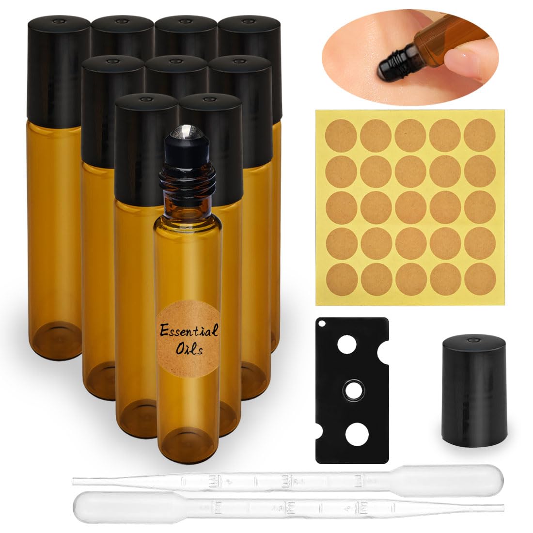 10 ml Roll On Vuoto per Oli Essenziali 10 Pezzi Marrone Bottiglie Boccette Vuote Contenitore Flaconcini Vuoti con Sfera in Acciaio Inossidabile per Profumi Aromaterapia Massaggio