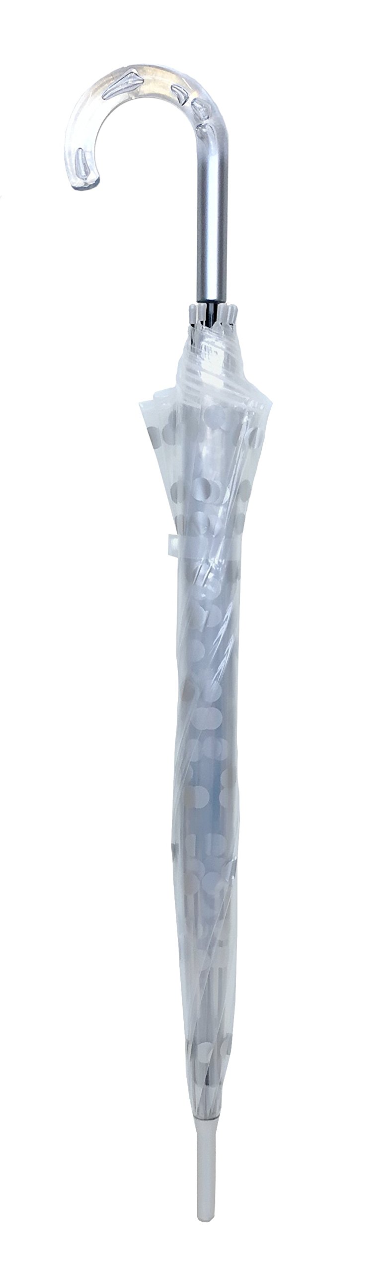 SMATI Paris - Polka Dots Silver Bubble Umbrella - Przezroczysty; Wiatrochron; Automatyczne otwieranie; Uchwyt w stylu kryształu; Francuski design; Parasol w kształcie kopuły.