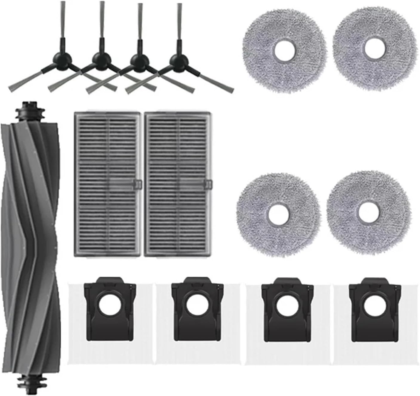 Compatible for Dreame, L10s Pro Ultra Heat, X30, Vacuum Cleaner Replacement Accessories Main Side Brush Filter Mop Dust Bag(Black)