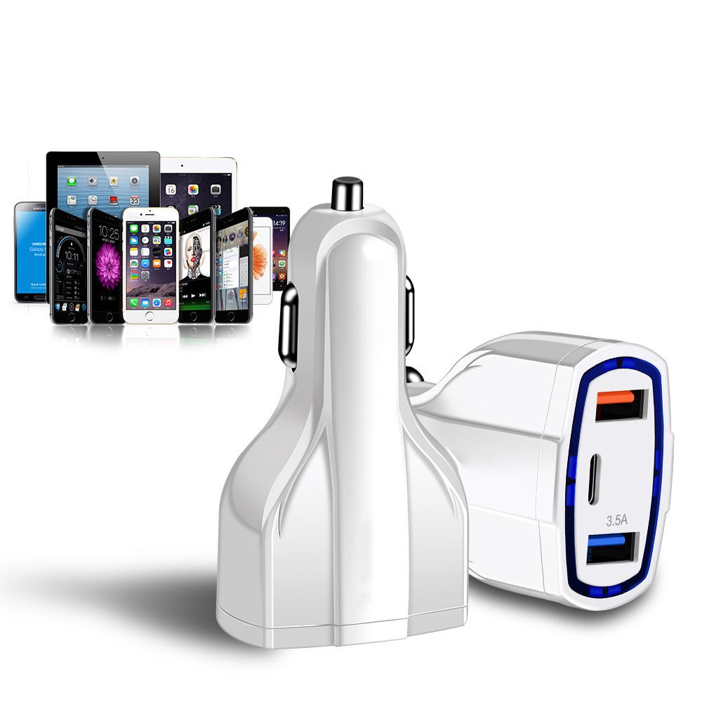 Caricabatteria da Auto, Ricarica USB per Auto - Dual USB con interfaccia Type-c - Ricarica Rapida