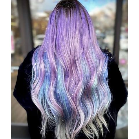 REEWES Lange Pastell Perücken für Frauen Hitzebeständige Haare Natürliche Perücken Cover