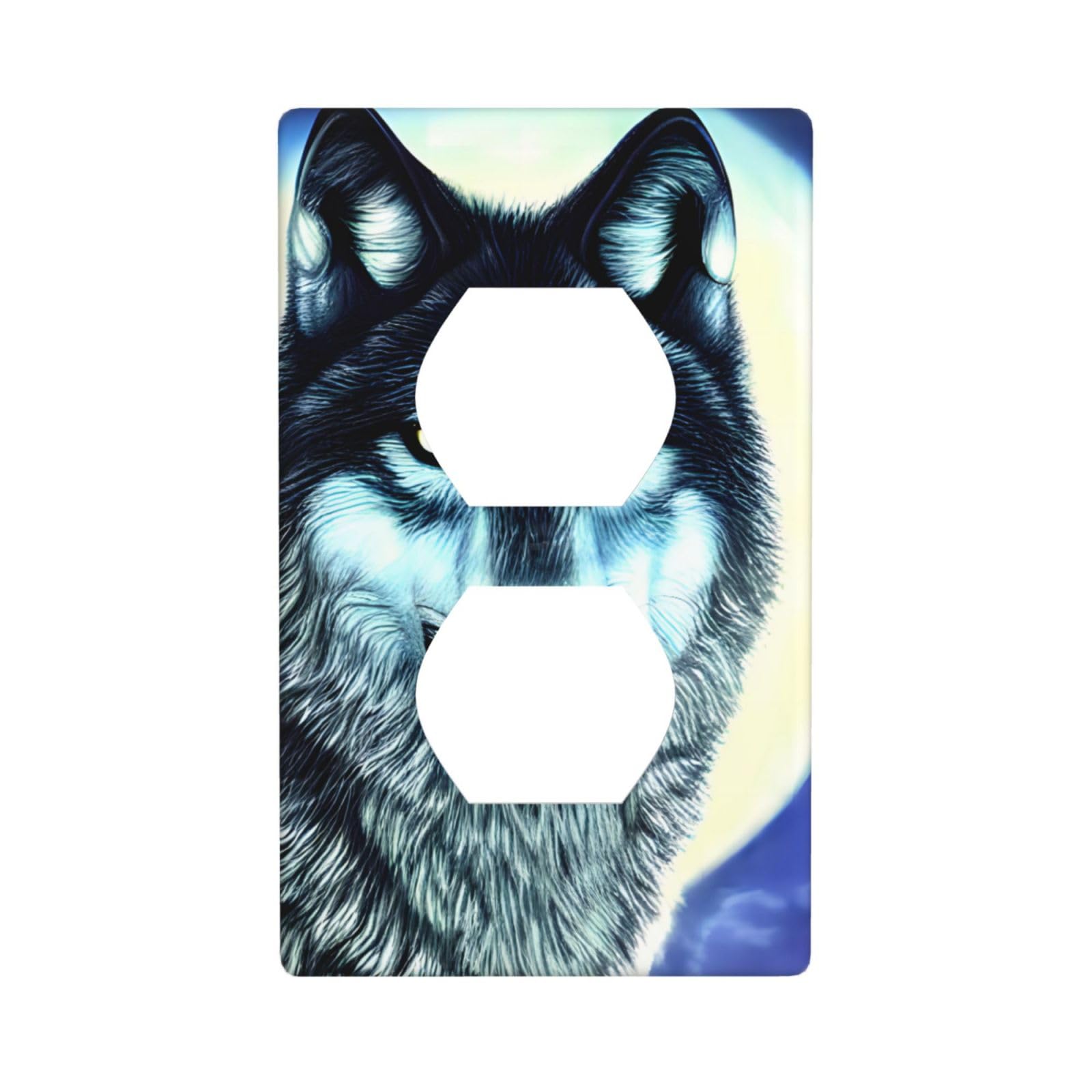 Wolf Under Moon Decorative Switch Plate Cover-Unbreakable Polycarbonate Wall Plate for Home Office, 1 Gang with Screws