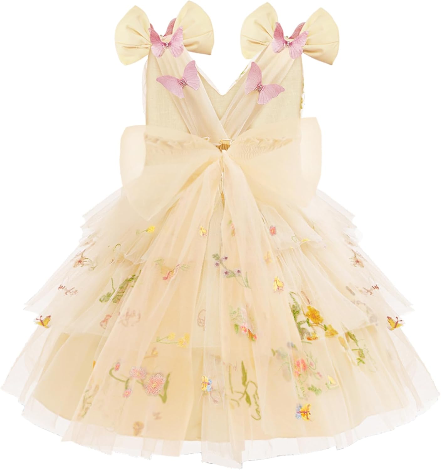 Baby Girls Butterfly Birthday Dress Toddler Tulle Ruffle Tutu Wedding Party Dresses Photo Shoot Outfit