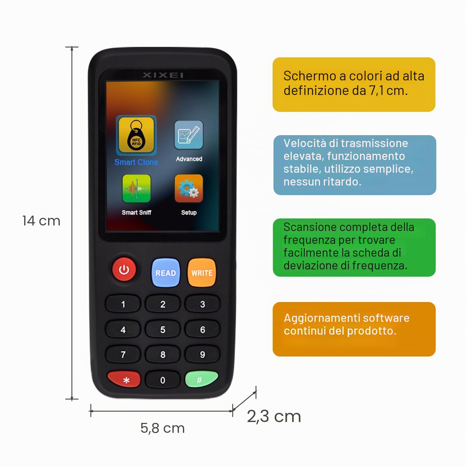 X7 NFC RFID Card Copier Reader Writer Duplicatore per controllo accessi fibbie ID 125KHz e schede IC da 13,56 MHz con 5 schede UID, 5 portachiavi UID e 5 portachiavi T5577