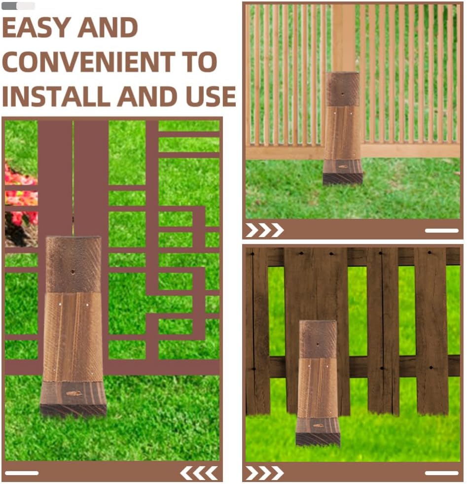 BESPORTBLE 4pcs Wooden Garden Fence Base, Brown Wood Room Divider Support Feet, Garden Border Edging for Yard, Balcony, Patio, 10.82x4.92x1.77inch