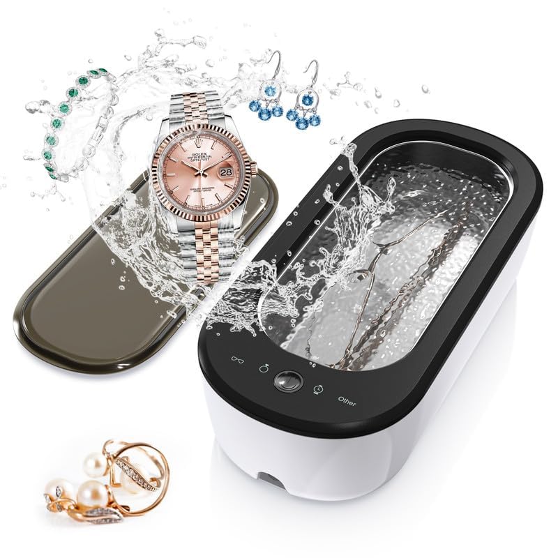 Pulitore Ultrasuoni 45KHz Ultrasonic Cleaner Lavatrice Ultrasuoni con 4 Modalità, Pulitore Ultrasuoni Professionale Pulisci Gioielli per Gioielli, Occhiali, Orologi, Anelli, Collane, Rasoi